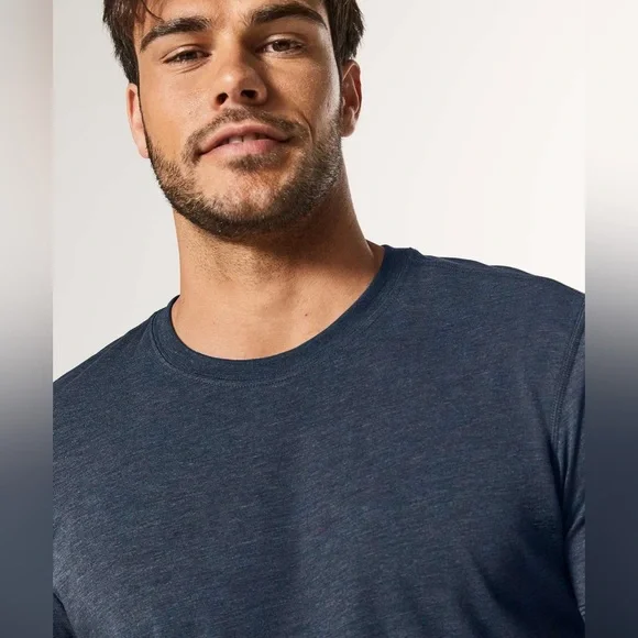 Lululemon Athletica Men’s 5 Year Basic Tee Short Sleeve Heathered Nautical Navy - Picture 4 of 9